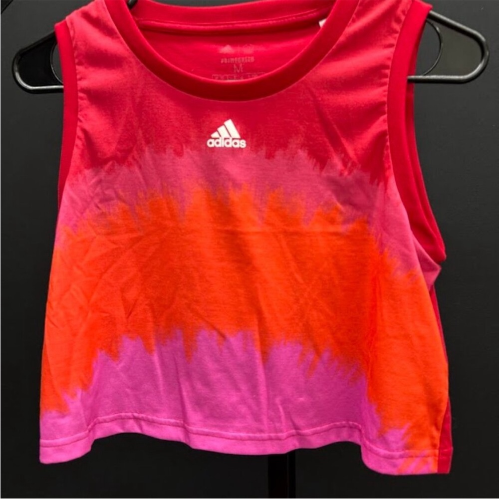 Adidas Farm Rio Tie Dye Tank Women's Pink Red and Orange Crop Top - Picture 3 of 6
